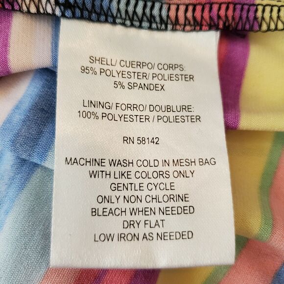 London Times Sleeveless Dress 4p Petite Colorful Stripes Knee Length Stretch - Picture 6 of 7
